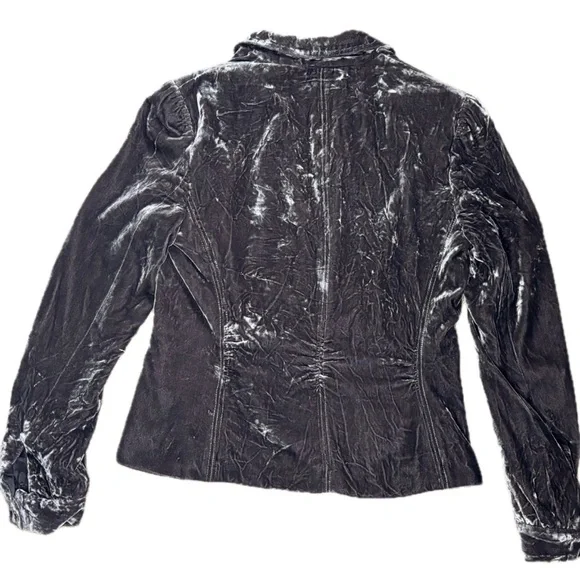 Tahari Grayish Brown Crushed Velvet Blazer Jacket Medium Steampunk Cottage Goth - Picture 4 of 6